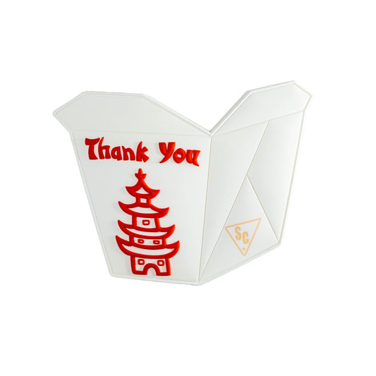 Take-Out Box (White Outline) - Large